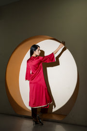 Netose Red Satin Kurta Pant Se