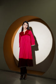 Netose Red Satin Kurta Pant Se