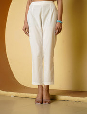 Netose White Floral Print Kurta Pant Set