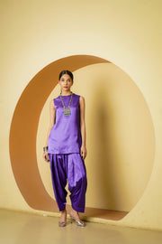 Netose Purple Satin Short Kurta Salwar Set