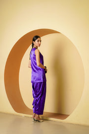 Netose Purple Satin Short Kurta Salwar Set