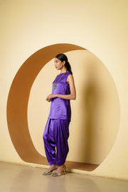 Netose Purple Satin Short Kurta Salwar Set
