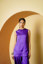 Netose Purple Satin Short Kurta Salwar Set