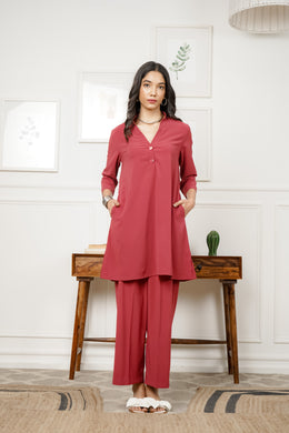 Netose Red Relaxed Fit Co-ord Set
