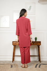 Netose Red Relaxed Fit Co-ord Set