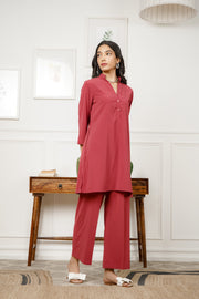 Netose Red Relaxed Fit Co-ord Set