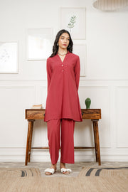 Netose Red Relaxed Fit Co-ord Set