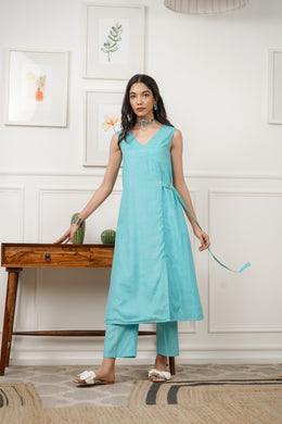 Netose Blue Long Kurta Pant Set