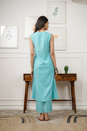 Netose Blue Long Kurta Pant Set