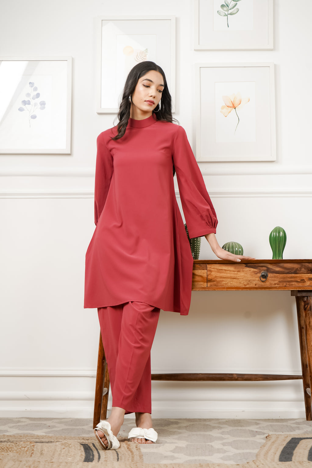 Netose Red Relaxed Fit Co-ord Set – Netose By LakhNeet (I) Private Limited