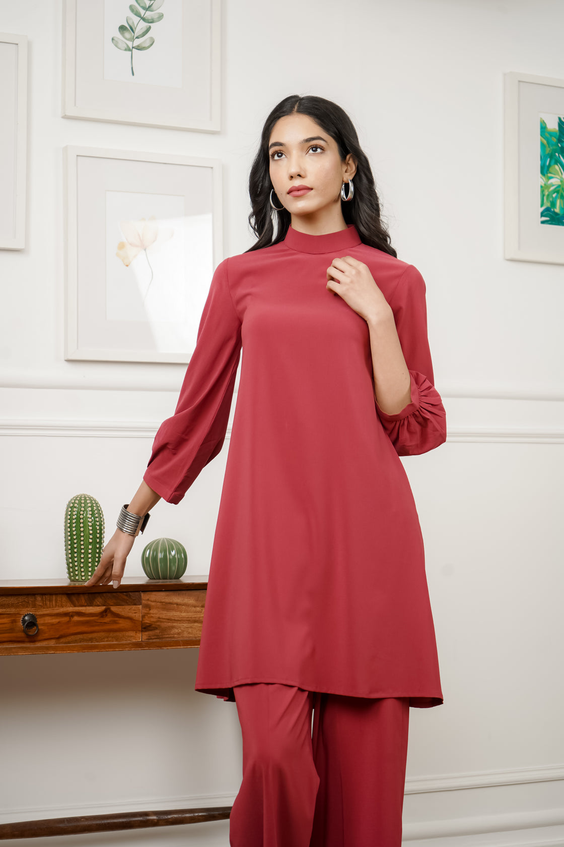 Netose Red Relaxed Fit Co-ord Set – Netose By LakhNeet (I) Private Limited