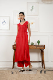 Netose Burgundy Long Kurta Pant Set