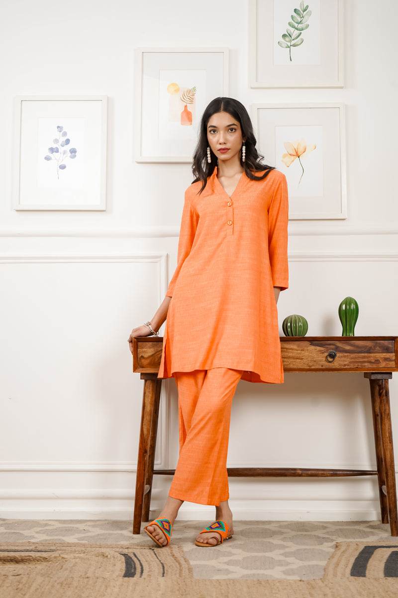 Netose Orange Relaxed Fit Co-ord Set – Netose By LakhNeet (I) Private ...