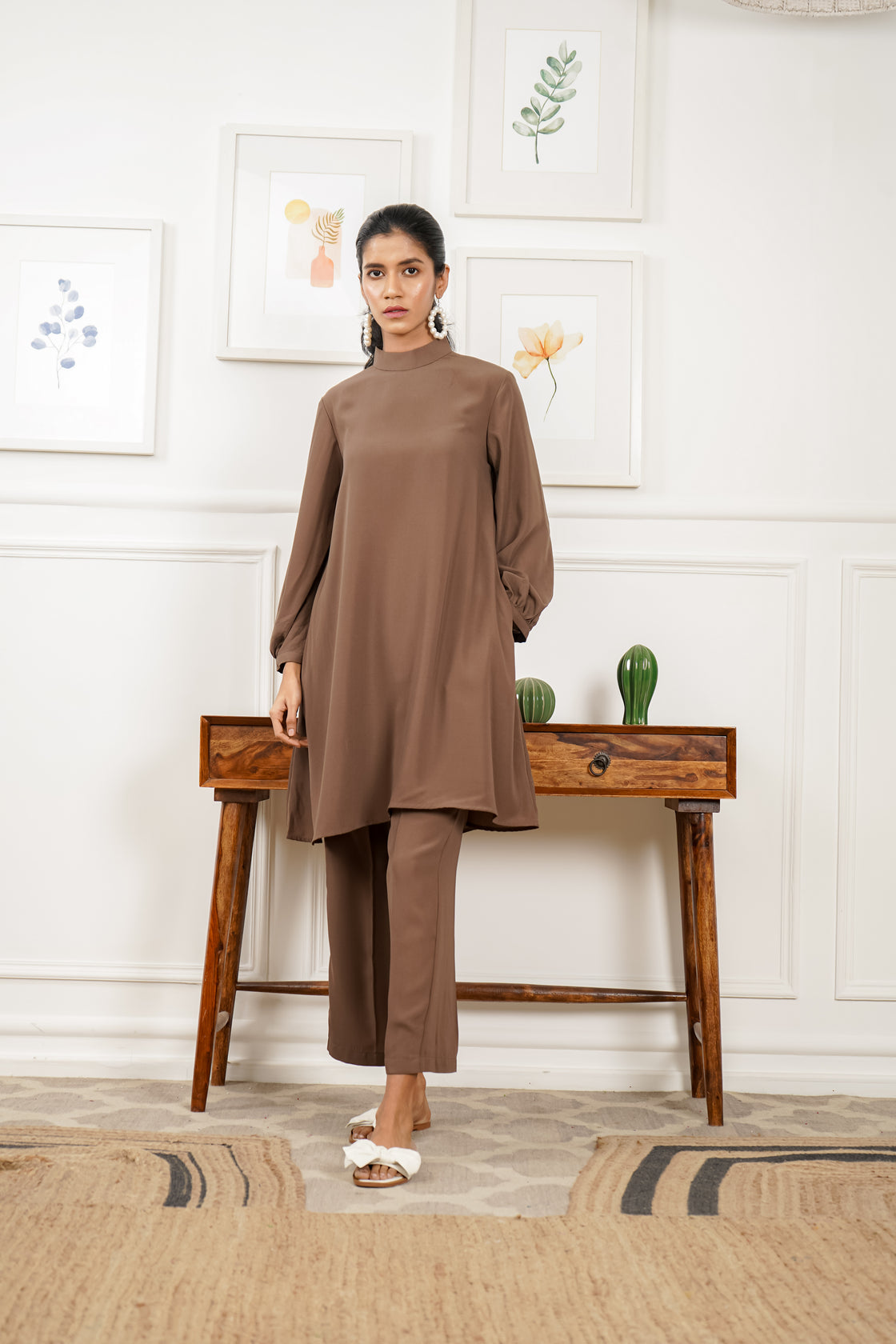 Netose Brown Relaxed Fit Co-ord Set – Netose By LakhNeet (I) Private ...