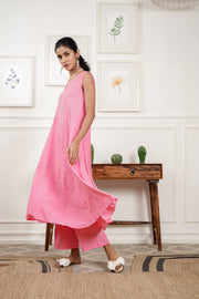 Netose Pink Sleeveless Kurta Pant Set