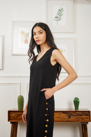 Netose Black Sleeveless Relaxed Fit Kurta Pant Set