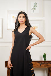 Netose Black Sleeveless Relaxed Fit Kurta Pant Set