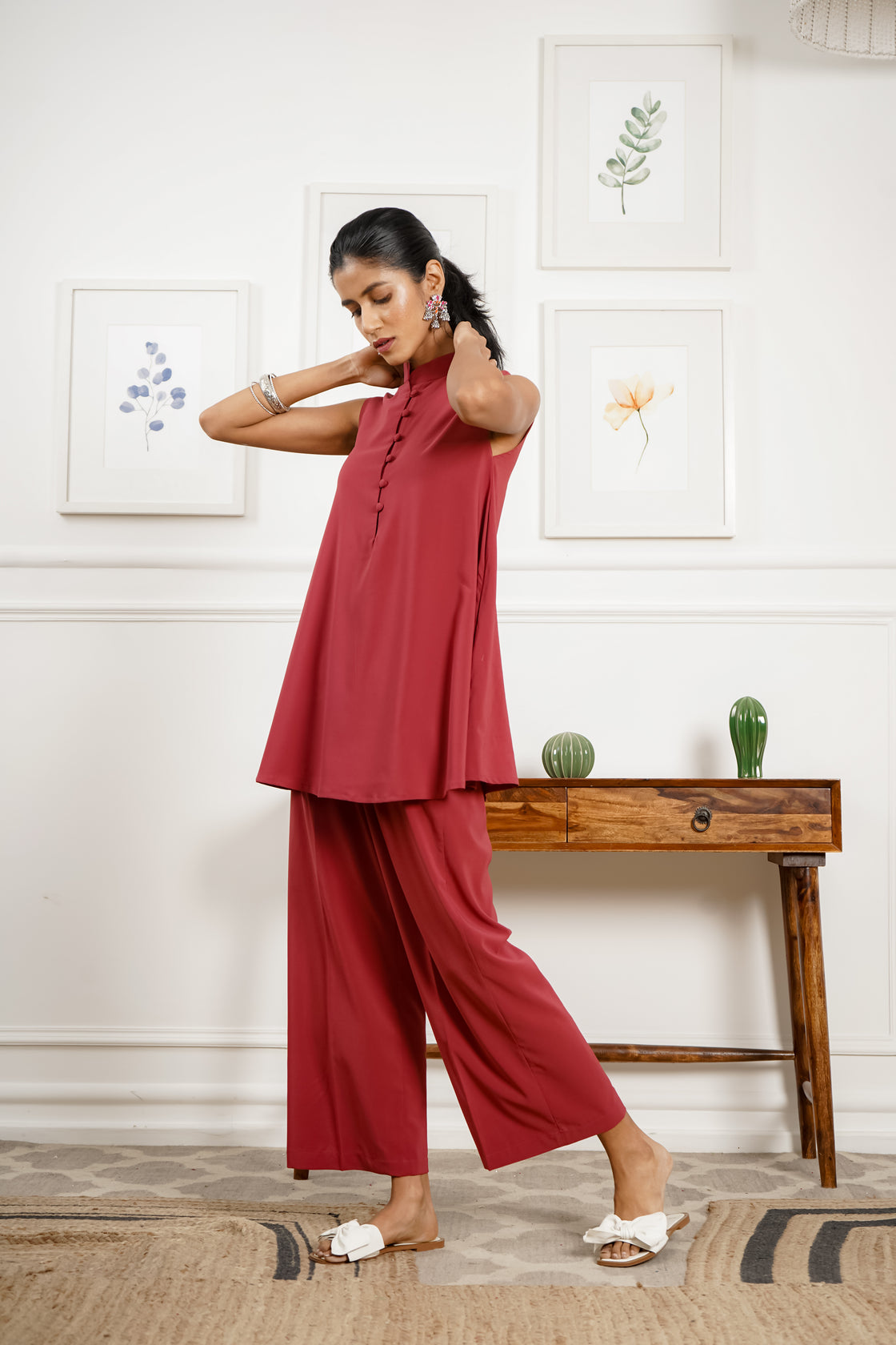 Netose Red Comfort Fit Co-ord Set – Netose By LakhNeet (I) Private Limited
