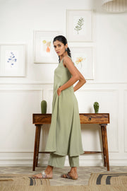 Netose Mint Green Sleeveless Kurta Pant Set