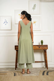 Netose Mint Green Sleeveless Kurta Pant Set