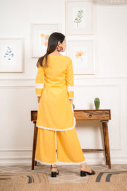Netose Yellow Cotton Kurta Palazzo Set