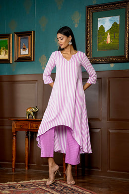 Netose Lavender High Low Kurta Set