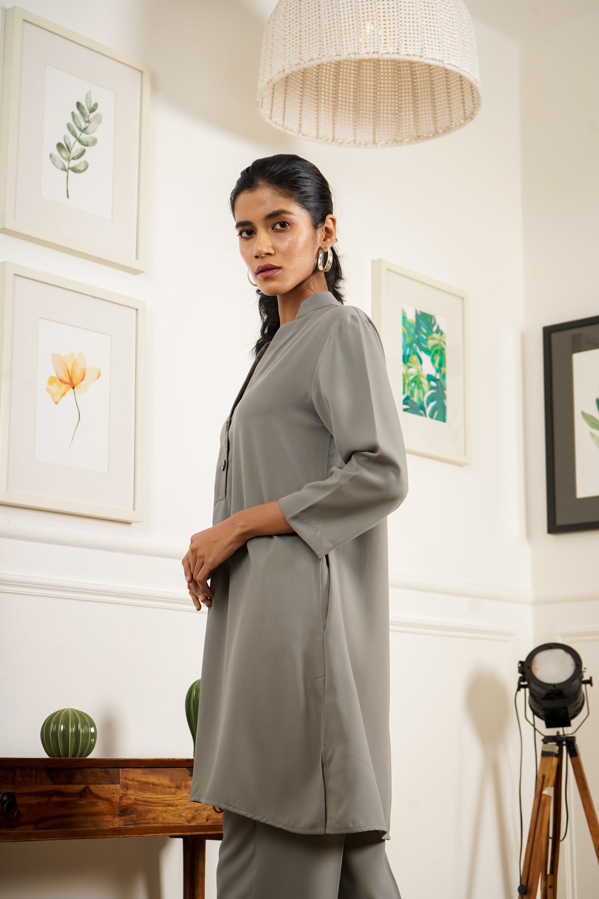 Netose Grey Relaxed Fit Co-ord Set – Netose By LakhNeet (I) Private Limited