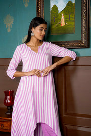 Netose Lavender High Low Kurta Set