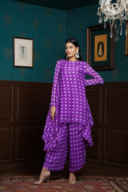 Netose Purple Chanderi Kurta Set