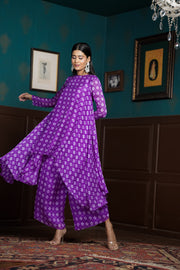 Netose Purple Chanderi Kurta Set