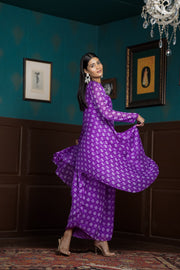 Netose Purple Chanderi Kurta Set