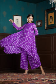 Netose Purple Chanderi Kurta Set