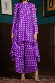 Netose Purple Chanderi Kurta Set