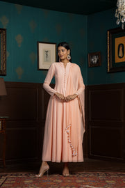 Netose Peach Anarkali set w/o dupatta
