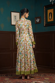 Netose Anarkali Suit in Green Floral Print w/o Dupatta