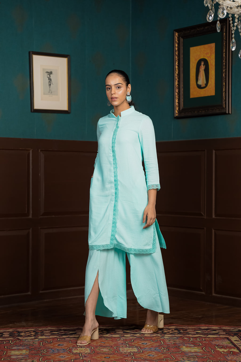 Netose Turquoise Kurta Set – Netose By LakhNeet (I) Private Limited