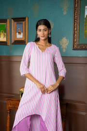 Netose Lavender High Low Kurta Set