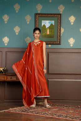 Netose Rust Orange Embellished Kurta Set W/o Dupatta