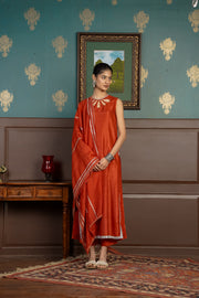 Netose Rust Orange Embellished Kurta Set W/o Dupatta