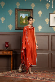 Netose Rust Orange Embellished Kurta Set W/o Dupatta