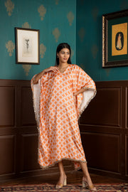 Netose Orange Pink Satin Kaftan