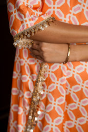 Netose Orange Pink Satin Kaftan