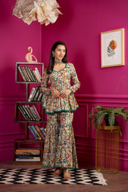 Netose Green Printed Flare Top with Sharara