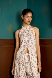 Netose White Floral Jacket Co-ord Set