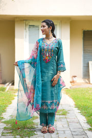 Netose Blue Kurta Set with Dupatta