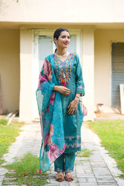 Netose Blue Kurta Set with Dupatta