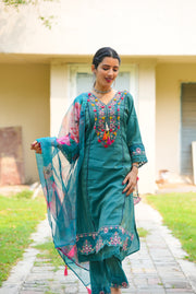 Netose Blue Kurta Set with Dupatta
