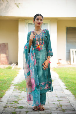 Netose Blue Kurta Set with Dupatta