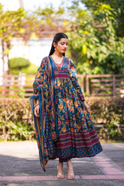 Netose Cotton blue Anarkali Suit set