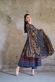 Netose Cotton blue Anarkali Suit set